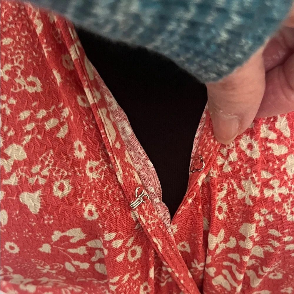 NWT Knox Rose Boho Pink Red Floral Maxi Smock Waist Dress with Cream Print Sz M - Picture 5 of 11